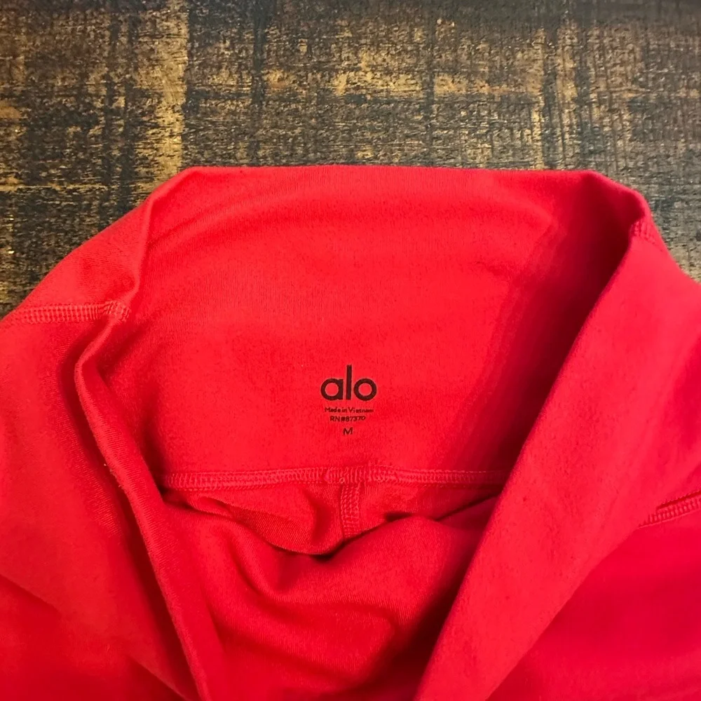 ALO Yoga Red Ribbed Moto High-Waist Leggings